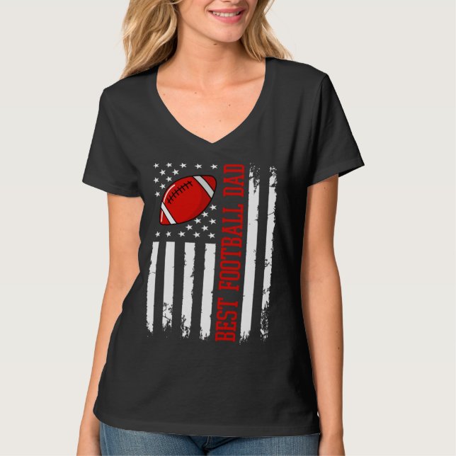 T-shirt Best Football Dad Football Daddy US Flag (Devant)