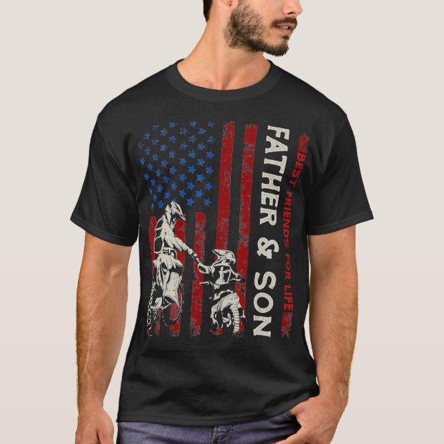 T-shirt Best Friends For Life Père Son Dirt Bike USA (Devant)