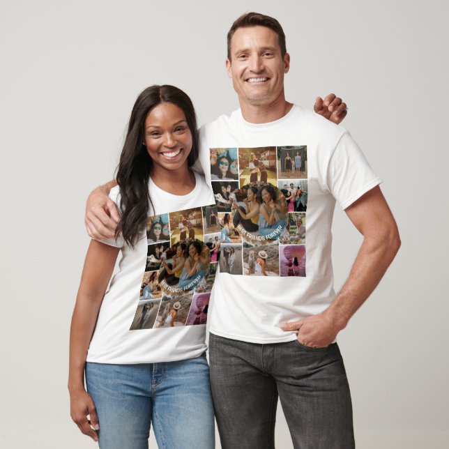 T-shirt Best Friends Forever 11 Photo Collage Friendship (Unisexe)