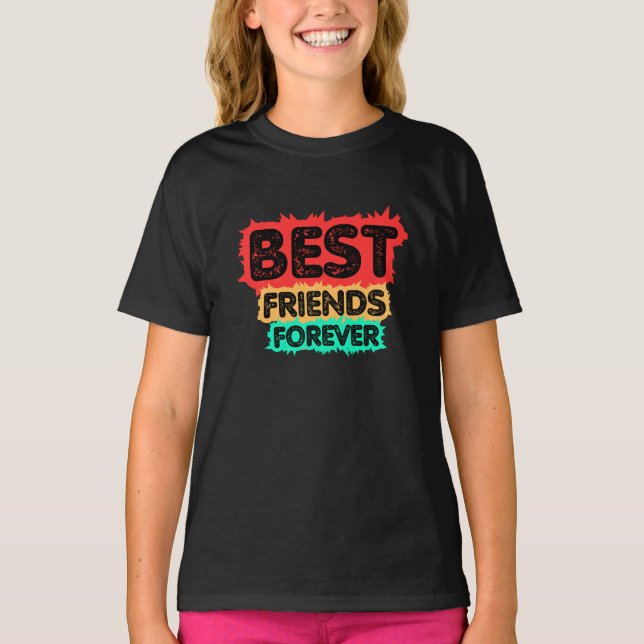 T-SHIRT BEST FRIENDS FOREVER RETRO FRIENDS, FRIENDSHIP (Devant)