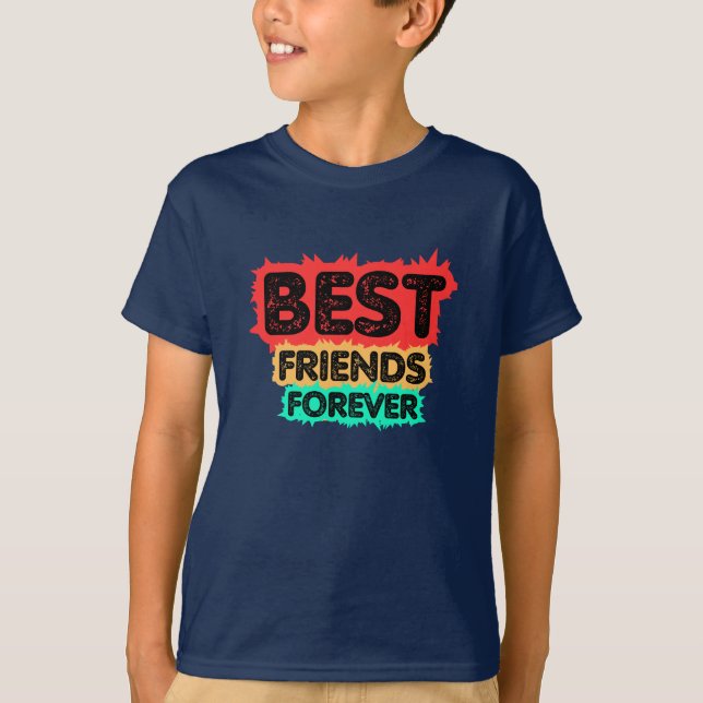 T-SHIRT BEST FRIENDS FOREVER RETRO FRIENDS, FRIENDSHIP (Devant)