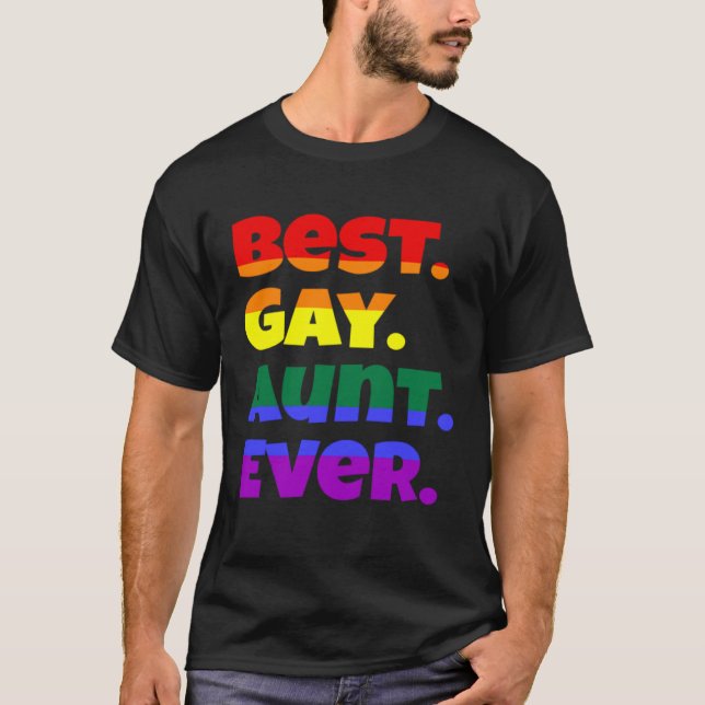 T-shirt Best Gay Aunt Ever LGBTQ Gay Pride Flag Month Rain (Devant)