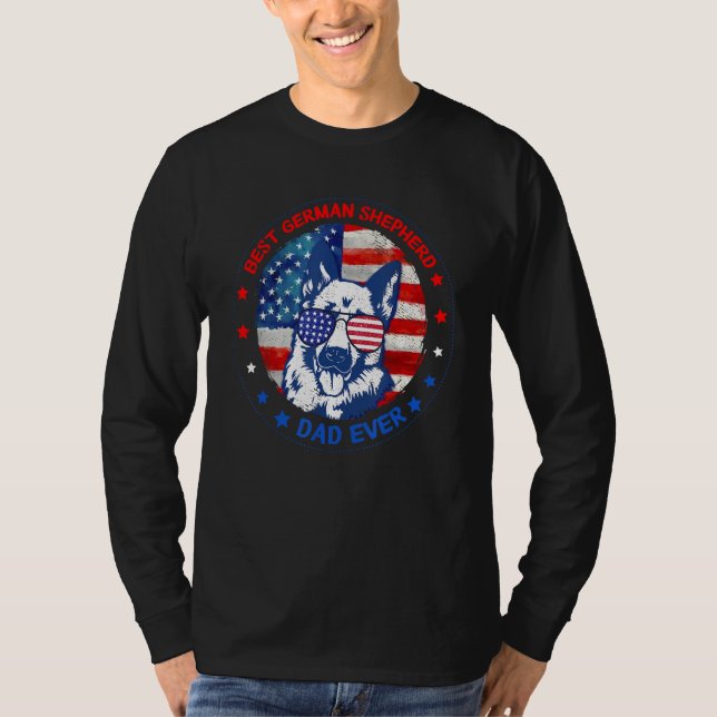 T-shirt Best German Shepherd Dad Ever American Flag Dog Fa (Devant)