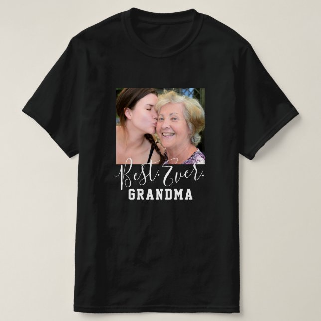T-shirt BEST GRANDMA JAMAIS Photo personnalisée Fête des m (Design devant)