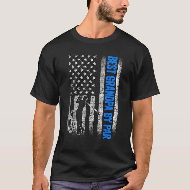 T-shirt Best Grandpa By Par  Golf US American Flag Father  (Devant)