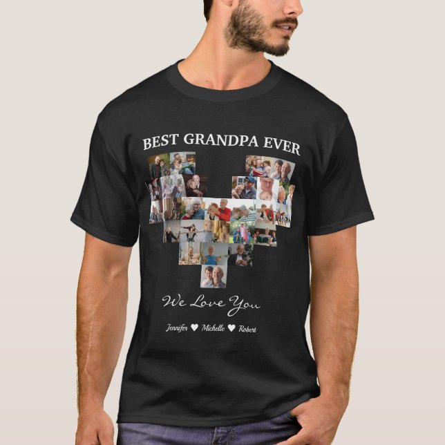 T-shirt Best Grandpa Ever Custom Photos Grandchildren Name (Devant)