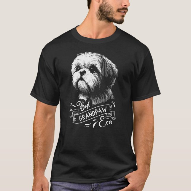 T-shirt Best Grandpaw Ever Shih Tzu Dog Grandpa (Devant)