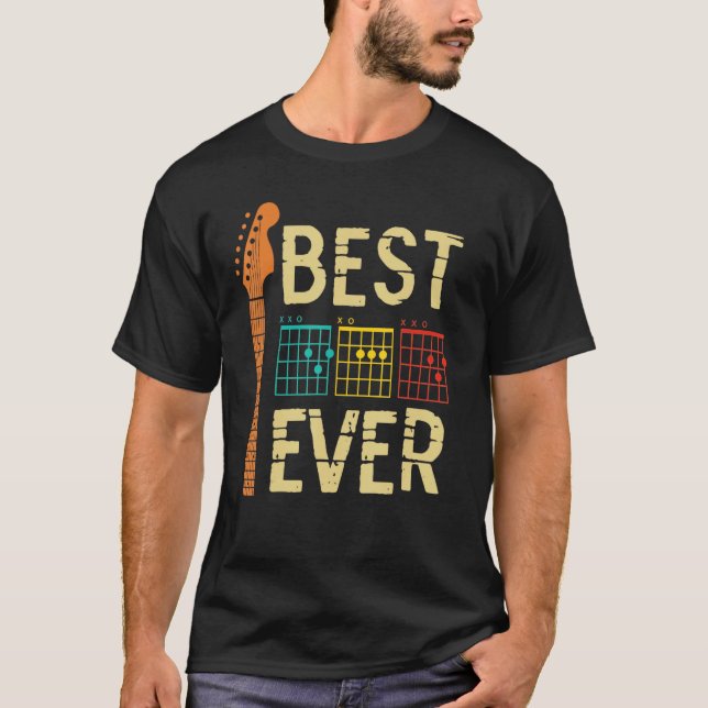 T-shirt Best Guitar Dad Ever Chords Best Dad Guitar Guitar (Devant)