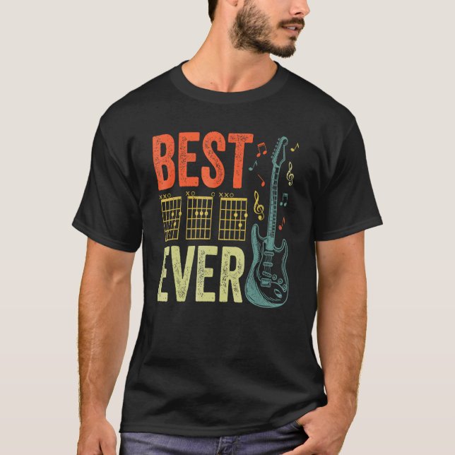 T-shirt Best Guitar Dad Ever Chords Best Dad Guitar Guitar (Devant)