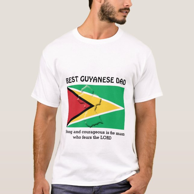 T-shirt BEST GUYANESE DAD Strong Courageux Personnalisé (Devant)