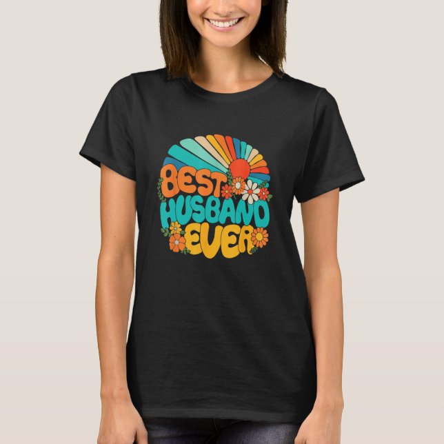 T-shirt Best Husband Ever Retro Groovy 70s Fathers Day Hub (Devant)