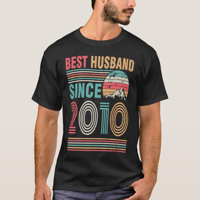T-shirt Best Husband Since 2010 Happy Wife Bride Groom Wed (Devant)