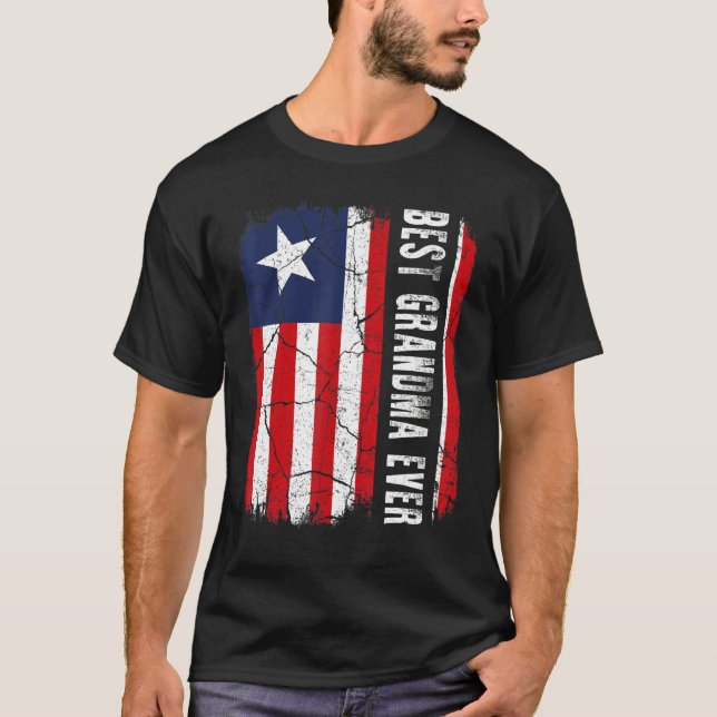 T-shirt Best Liberian Grandma Ever Liberia Flag Mother's D (Devant)