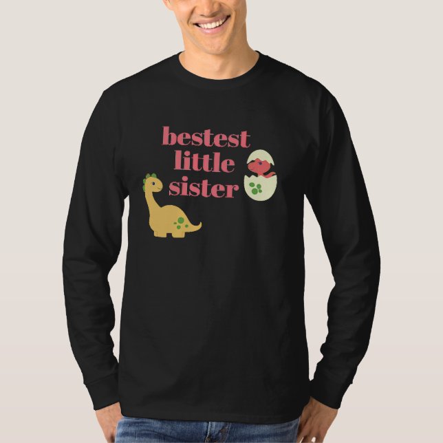 T-shirt Best little sister cute dinosaur rex family graphi (Devant)