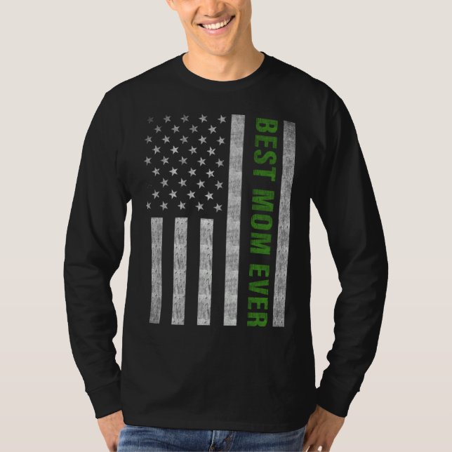 T-shirt Best Mom Ever Military Mom Thin Green Line (Devant)