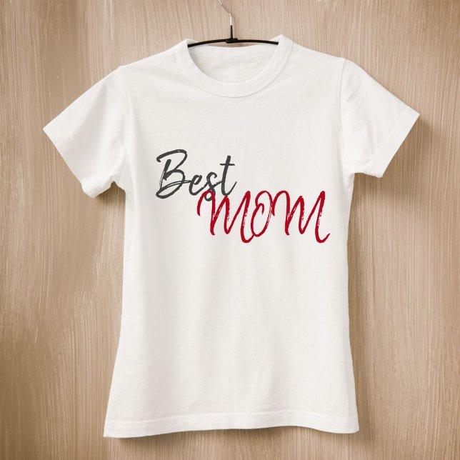 T-shirt Best Mom Red Script Simple Mother`Day (Créateur téléchargé)