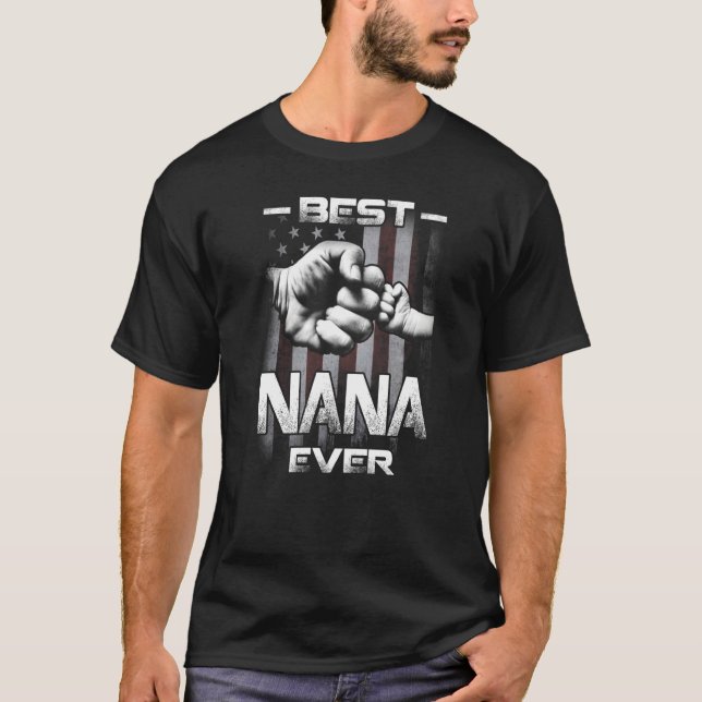 T-shirt Best Nana Ever Fist bump USA Flag Mother's Day (Devant)