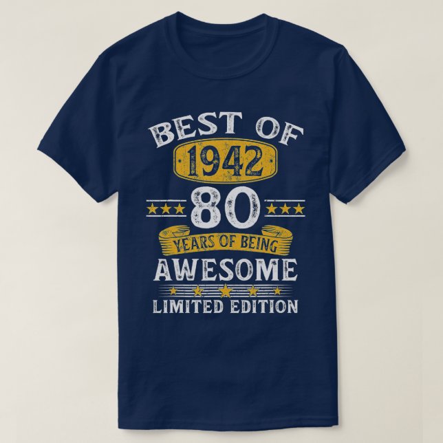 T-shirt Best Of 1942 Cadeaux 80 Ans Cadeaux 80e Anniversai (Design devant)