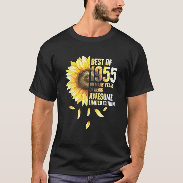 T-shirt Best Of 1955 Sunflower Year Of Birth Birthday  (Devant)