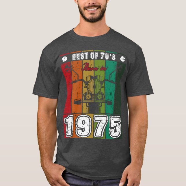 T-shirt Best Of 70s Born In 1975 Classic Motorcycle family (Devant)