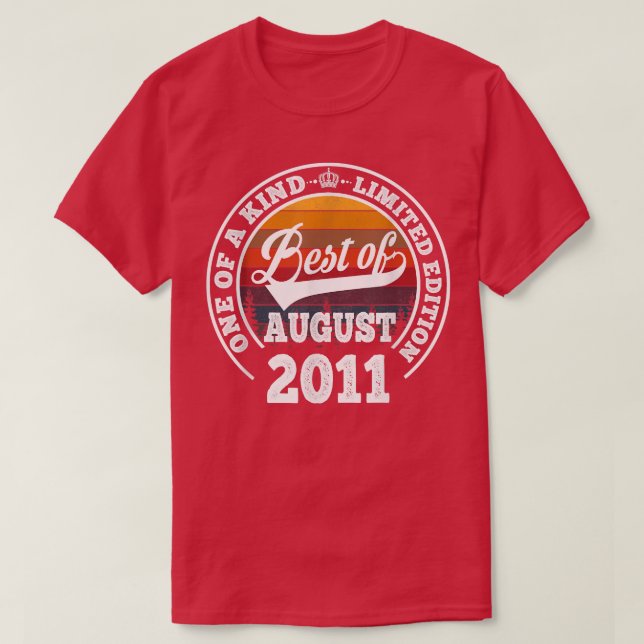 T-shirt Best Of August 2011 11th Birthday Don Pour 11 Year (Design devant)