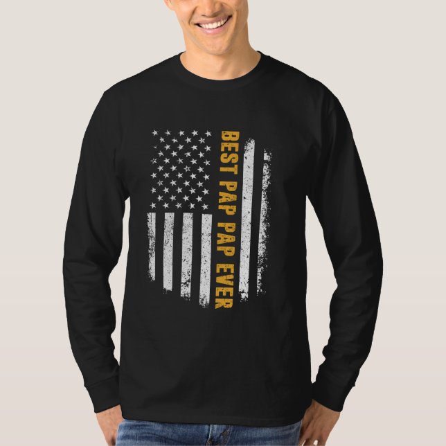 T-shirt Best Pap Pap Ever Chemise American Flag Fête des p (Devant)