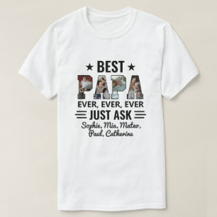 T-shirt Best Papa Ever Just Ask Grandkids Photo Collage