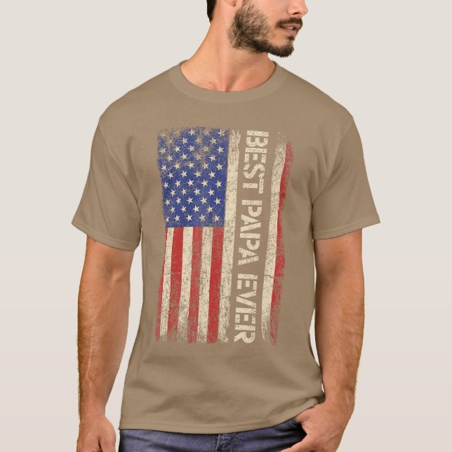 T-shirt Best Papa Ever US American Flag Gifts For Fathers  (Devant)