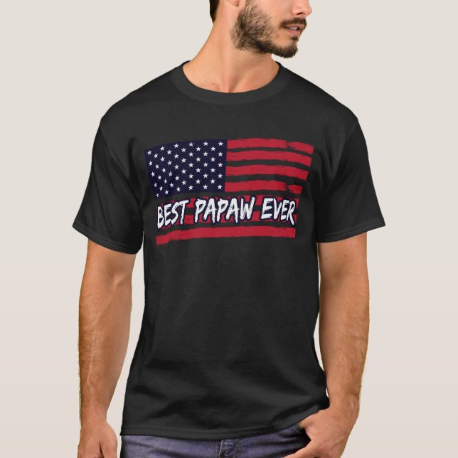 T-shirt Best Papaw Ever Us Drapeau grand-père Fête des pèr (Devant)
