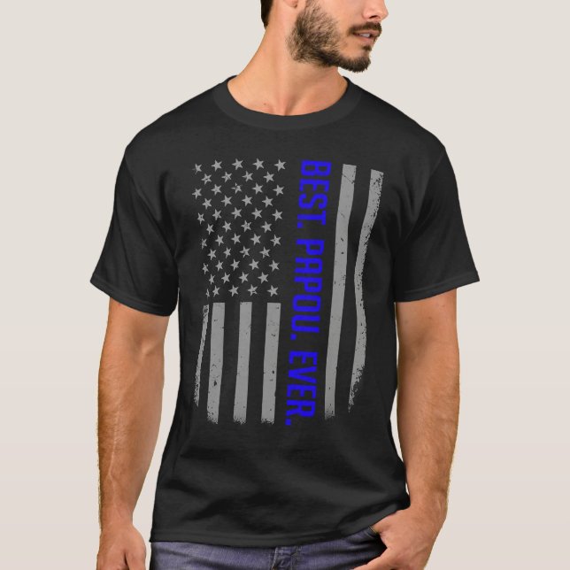 T-shirt Best Papou Ever US American Flag   For Father's Da (Devant)