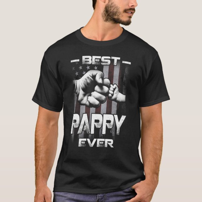 T-shirt Best Pappy Ever Fist bump USA Flag Father's Day (Devant)
