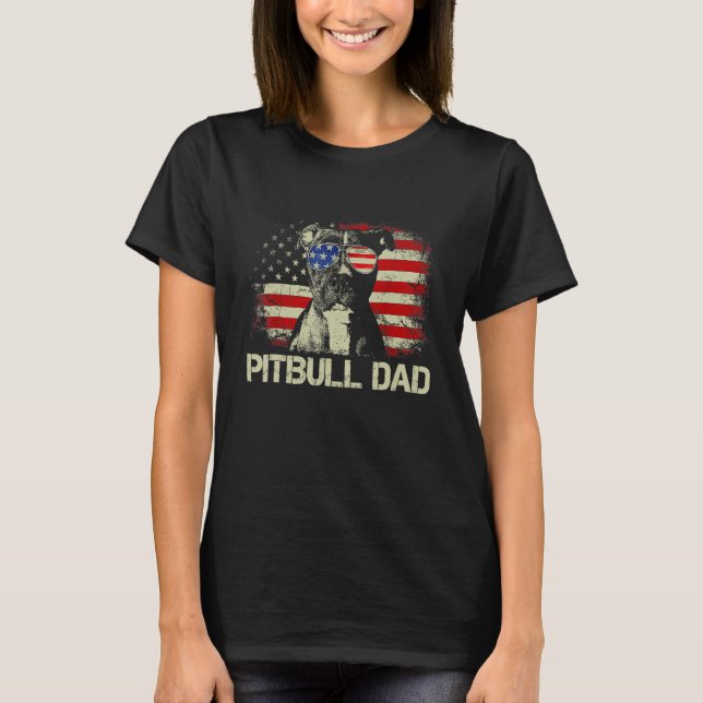 T-shirt Best Pitbull Dad Ever  American Flag 4th Of July (Devant)