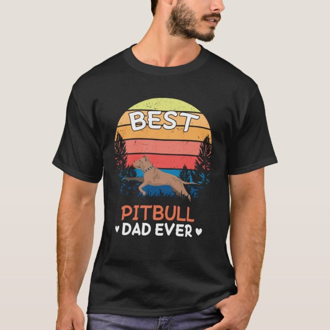 T-shirt Best Pitbull Dad Ever Retro Vintage (Devant)