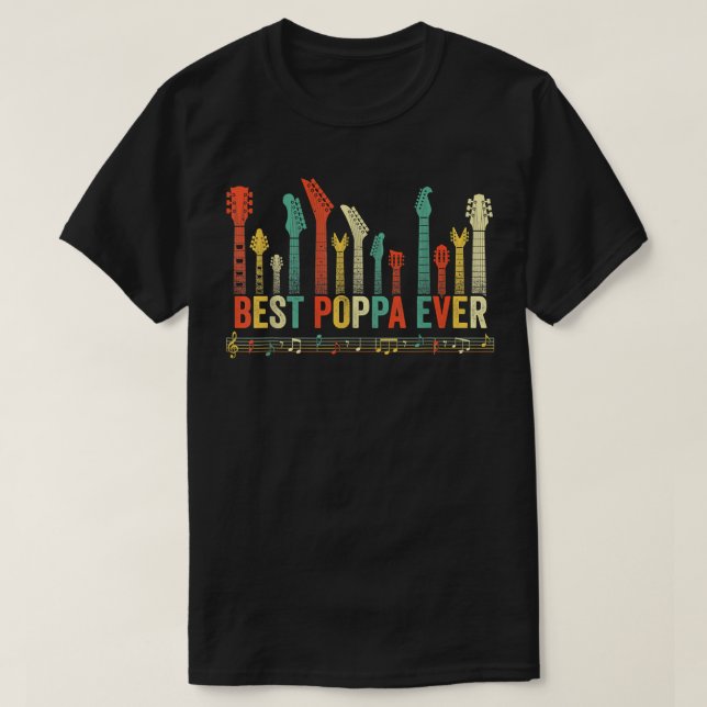T-shirt Best Poppa Ever Guitar Lover Funny Guitarist Fathe (Design devant)