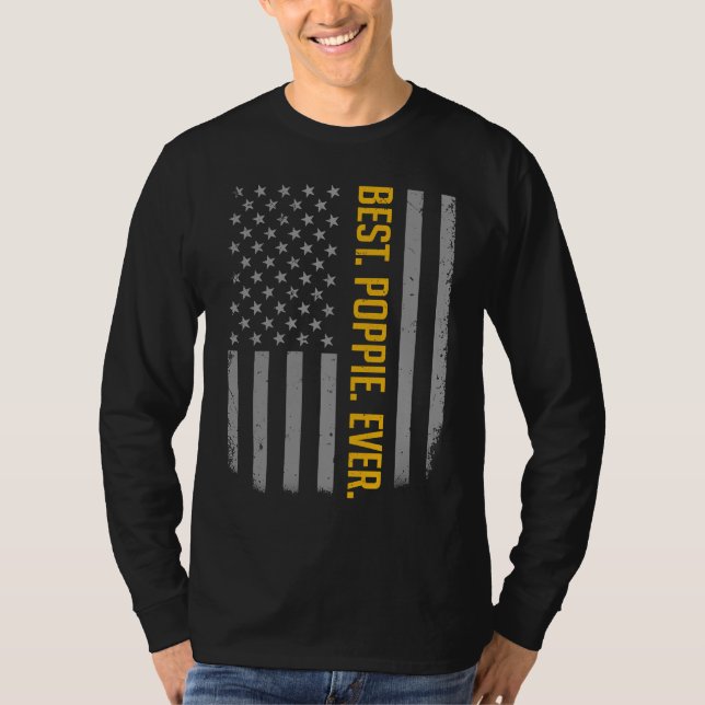 T-shirt Best Poppie Ever American Flag   For Father's Day (Devant)