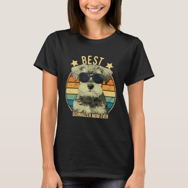 T-shirt Best Schnauzer Mom Ever Retro (Devant)