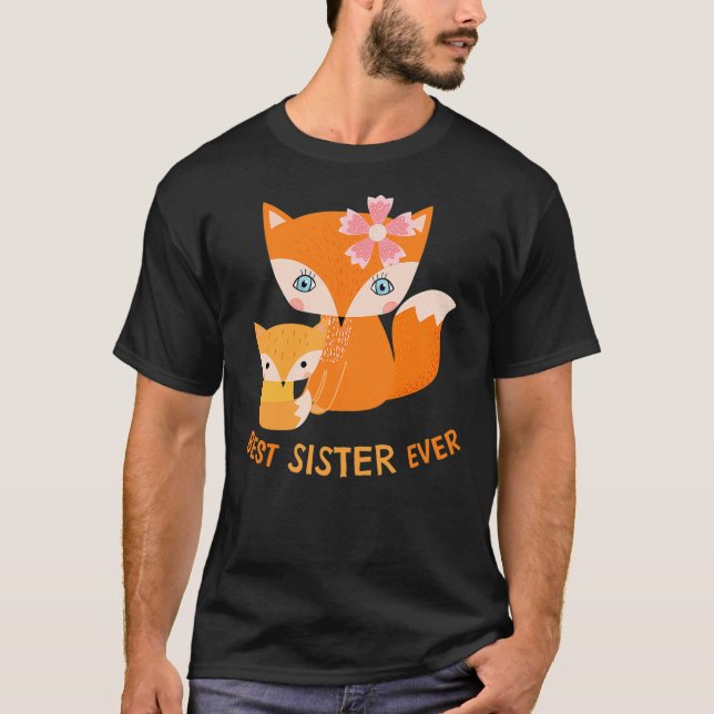 T-shirt Best Sister Ever Cute Fox (Devant)