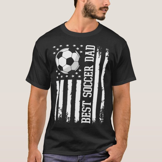 T-shirt Best Soccer Dad Soccer Daddy US Flag (Devant)