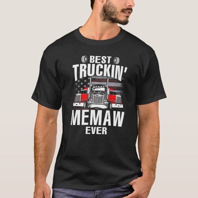 T-shirt Best Truckin' MEMAW Ever USA Flag Father's Day   (Devant)