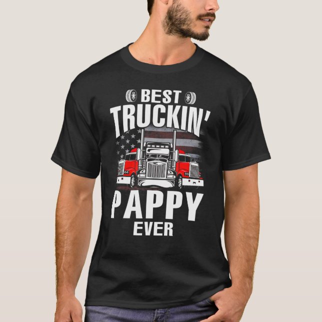 T-shirt Best Truckin' PAPPY Ever USA Flag Father's Day (Devant)