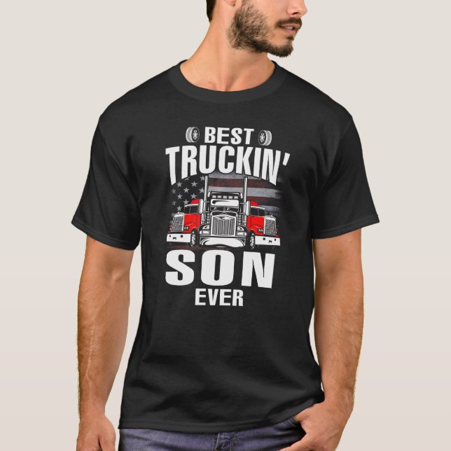 T-shirt Best Truckin' SON Ever USA Flag Father's Day (Devant)