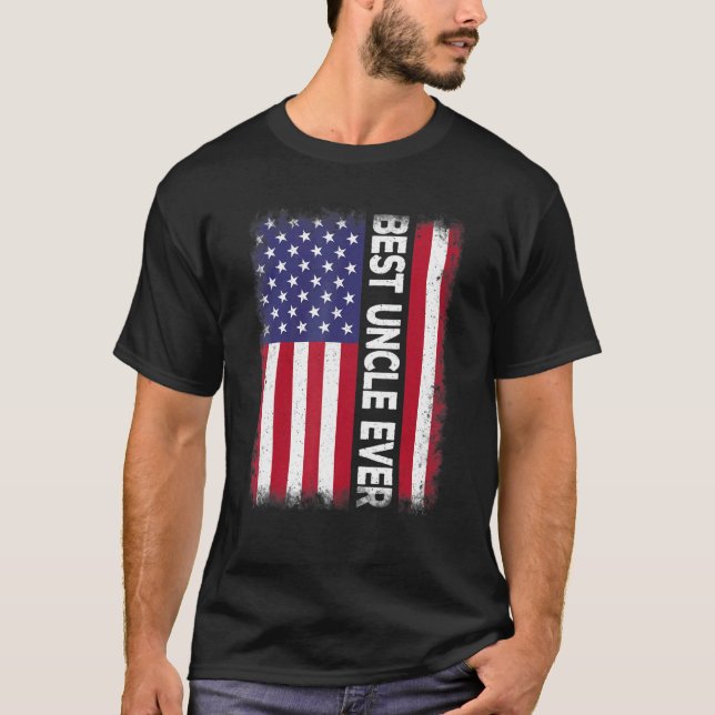 T-shirt Best Uncle Ever   American Flag Patriotic USA (Devant)