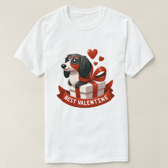 T-shirt Best Valentine Dachshund - Enveloppé Dans Love T-S (Design devant)