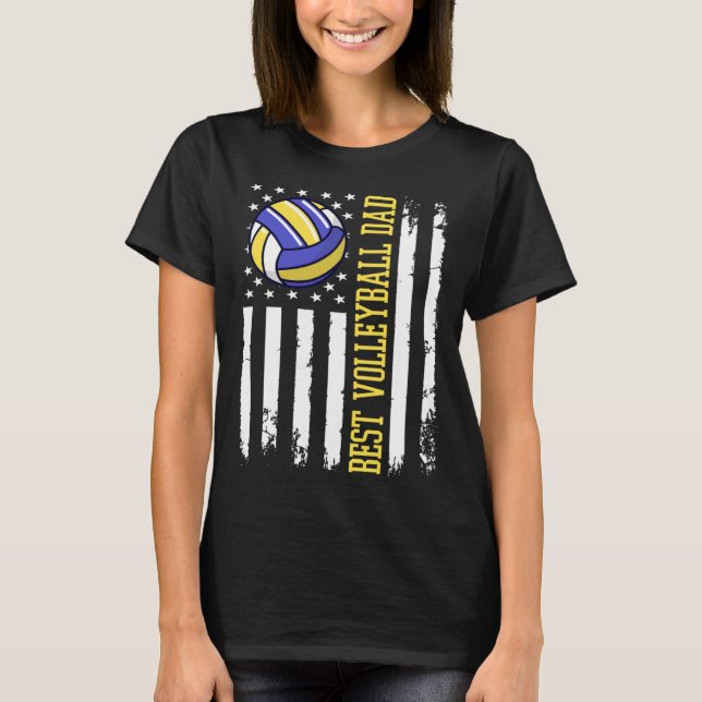 T-shirt Best Volleyball Dad Volleyball Daddy US Flag (Devant)