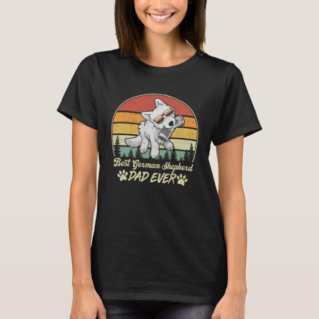 T-shirt Best White German Shepherd Dad Ever Retro Dog Fath (Devant)