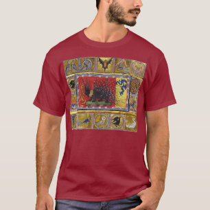 T-shirt BESTIAIRE MÉDIÉVAL, ROI HÉRISSON NOIR et ANIMAUX