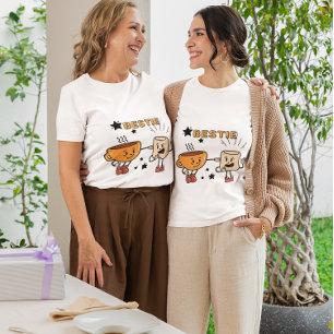 T-shirt Bestie Cartoon - Café mou & Marshmallow