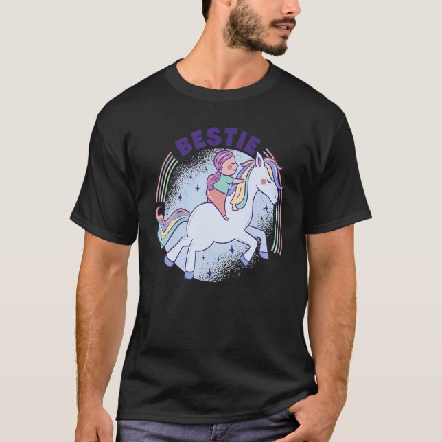T-shirt Bestie Graphic Horse Lover Equestrian Rider Horses (Devant)