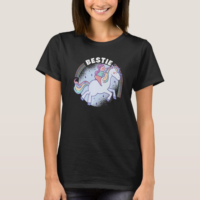 T-shirt Bestie Graphic Horse Lover Equestrian Rider Horses (Devant)