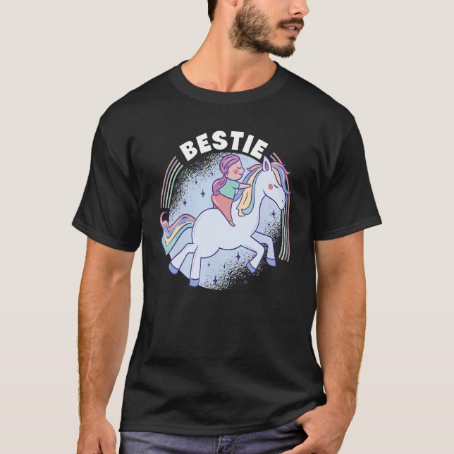 T-shirt Bestie Graphic Horse Lover Equestrian Rider Horses (Devant)